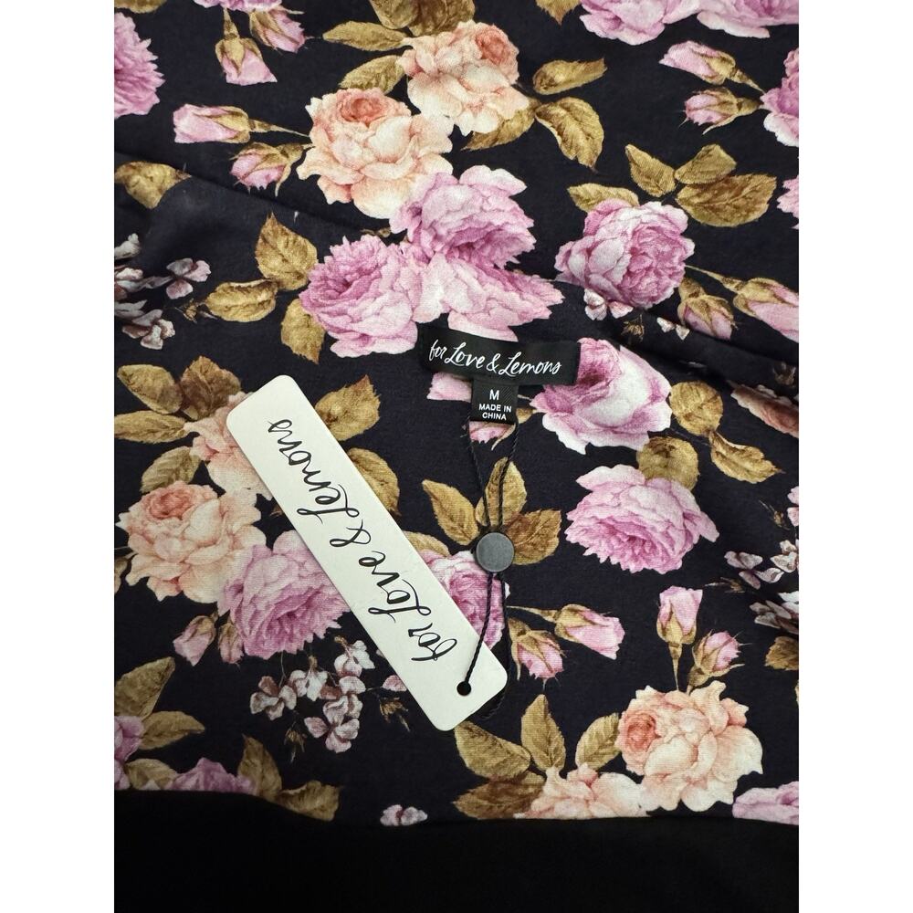 For Love And Lemons Faux Shearling Floral Pink Black Vest Medium NWT - Picture 8 of 10